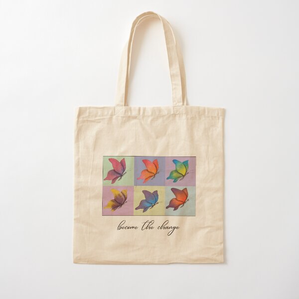 Colorful Butterflies Repeat Watercolor Art Cotton Tote Bag