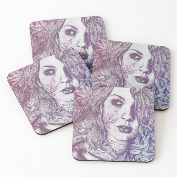 Item preview, Wake: Red & Blue | maple leaves tattoo woman portrait designed and sold by Marco Paludet.