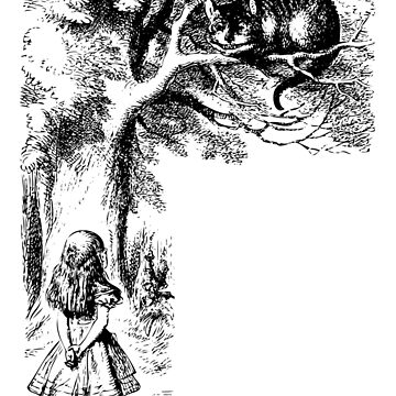 Artwork thumbnail, Alice in Wonderland | Cheshire Cat | Vintage Alice | Black and White | by EclecticAtHeart