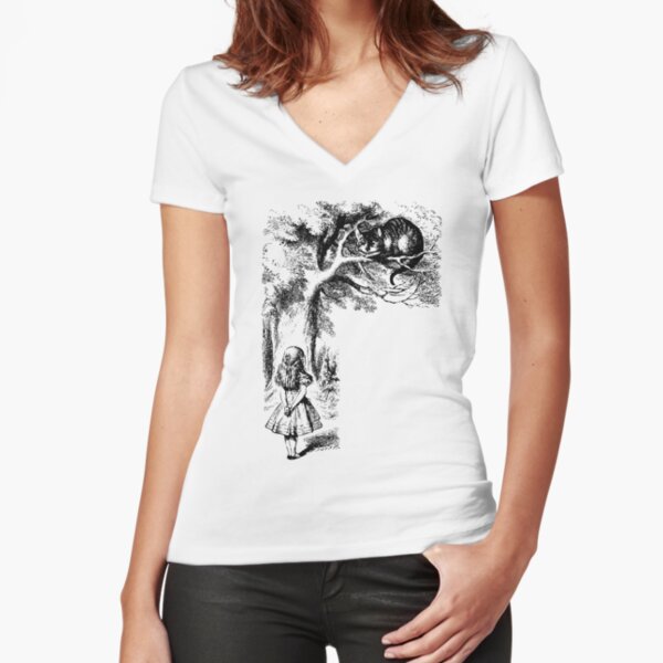 Alice in Wonderland | Cheshire Cat | Vintage Alice | Fitted V-Neck T-Shirt