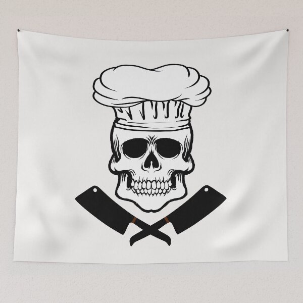 Item preview, Chef Skull Meat Cleaver Butcher Knives Crossbones designed and sold by pcreations.