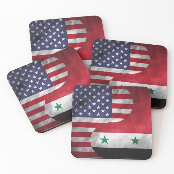 Artikelvorschau, Yin-Yang-Kombination aus der Doppelflagge der USA und Syrien entworfen und verkauft von ockshirts.