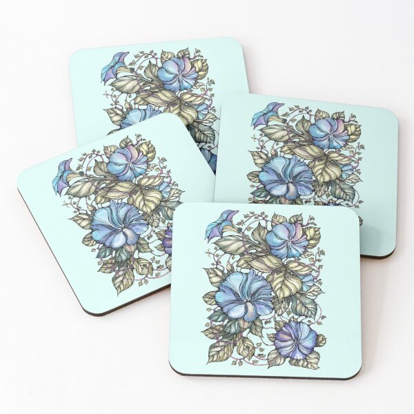 Item preview, Blue flowers designed and sold by MandalaFlowerArt.