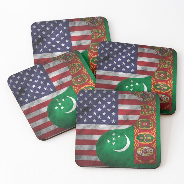 Item preview, USA and Turkmenistan Dual Flag Yin Yang Combination designed and sold by ockshirts.