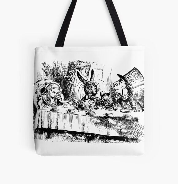 Alice in Wonderland | Mad Hatters Tea Party | Vintage Alice | All Over Print Tote Bag