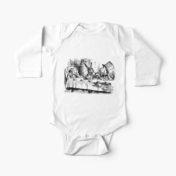 Alice in Wonderland | Mad Hatters Tea Party | Vintage Alice | Long Sleeve Baby One-Piece