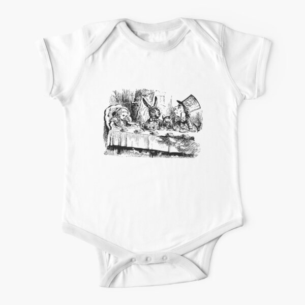 Alice in Wonderland | Mad Hatters Tea Party | Vintage Alice | Short Sleeve Baby One-Piece