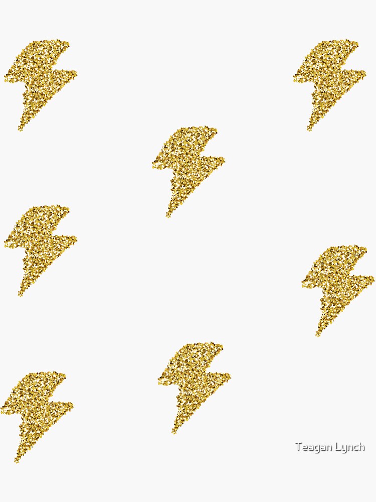 "Gold glitter lightning bolt pack" Sticker by Teaganlynch Redbubble