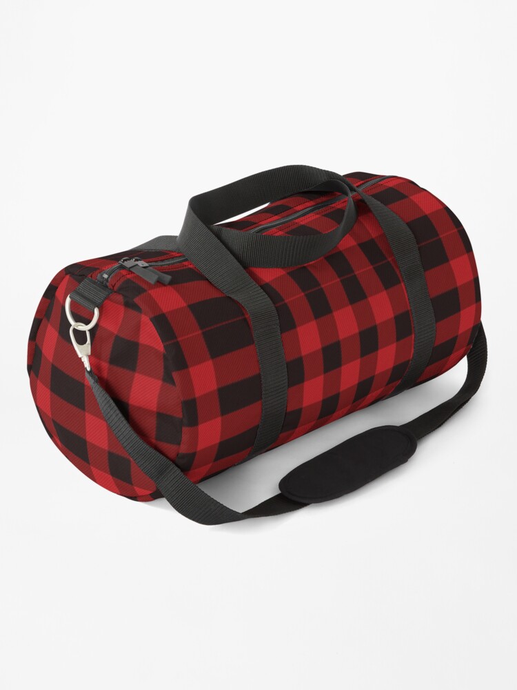 buffalo plaid duffle bag