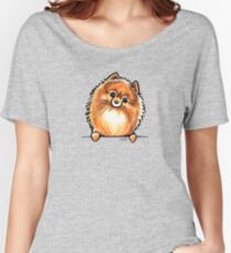 Red Pomeranian Paws Up Women's Relaxed Fit T-Shirt