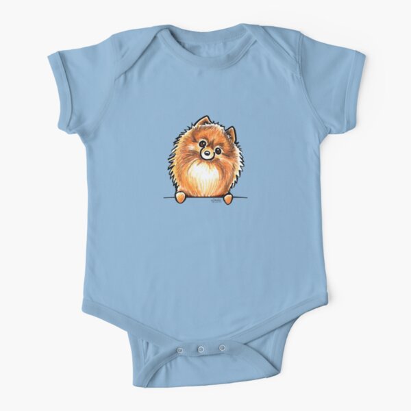 Red Pomeranian Paws Up Short Sleeve Baby One-Piece