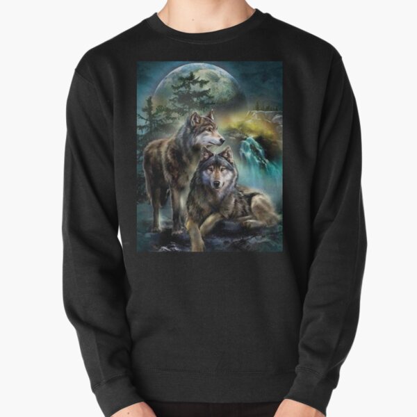Wolf Fox Graphics Art Pullover Sweatshirt