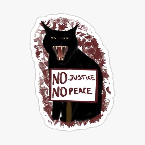 Vista previa del artículo con la obra « con un cartel de protesta que dice "No Justice No Peace"», diseñado y vendido por lawfulchaotic.