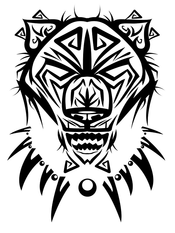 "Fierce Tribal Bear T-shirt Design (Black)" Stickers by chief9928