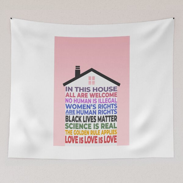Item preview, In This House All Are Welcome Pink House designed and sold by SideStreetPress.