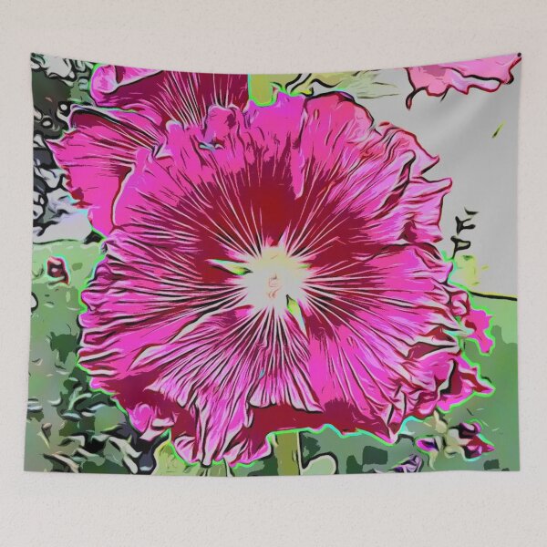 Item preview, Purple and pink mellow flower - hollyhock designed and sold by LittleAngy.