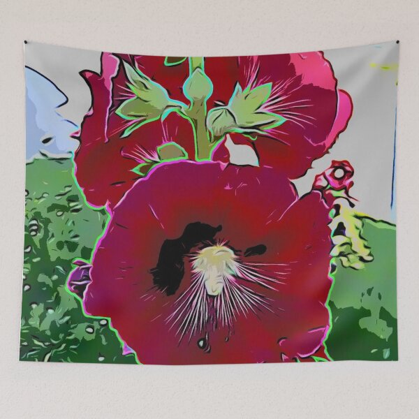 Item preview, Red and black mellow flower - hollyhock designed and sold by LittleAngy.