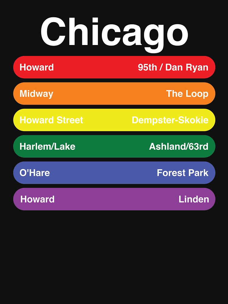 Thumbnail 7 von 7, Essential T-Shirt, Chicago Stolz Regenbogenfahne Farbe Metro Zuglinien LGBTQ designt und verkauft von goodfriendkyle.