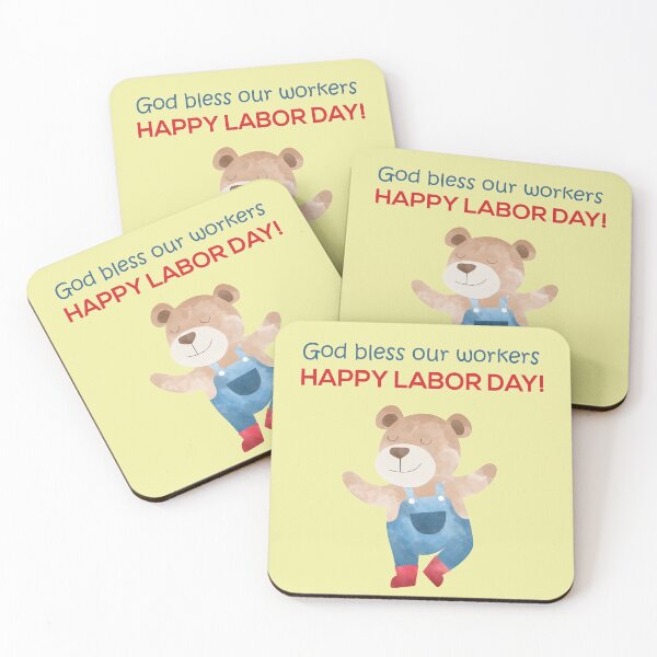 Item preview, God bless our workers - Happy Labor Day - Happy Dancing Worker Bear designed and sold by thewishdesigns.