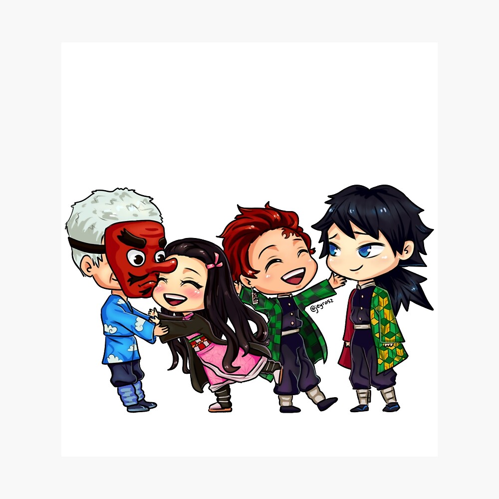 Kimetsu No Yaiba Chibi Version 2 Metal Print By Jeyrasz Redbubble