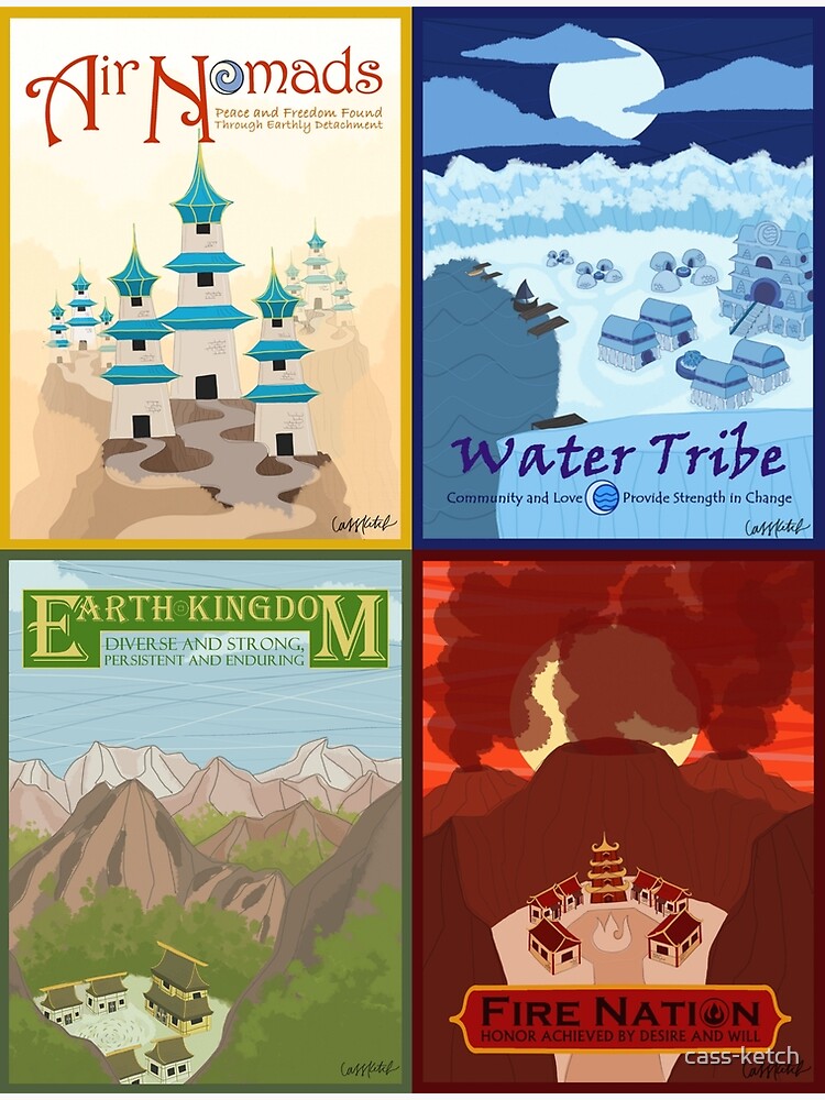 Four Avatar Nations Travel Poster Poster for Sale by cass-ketch