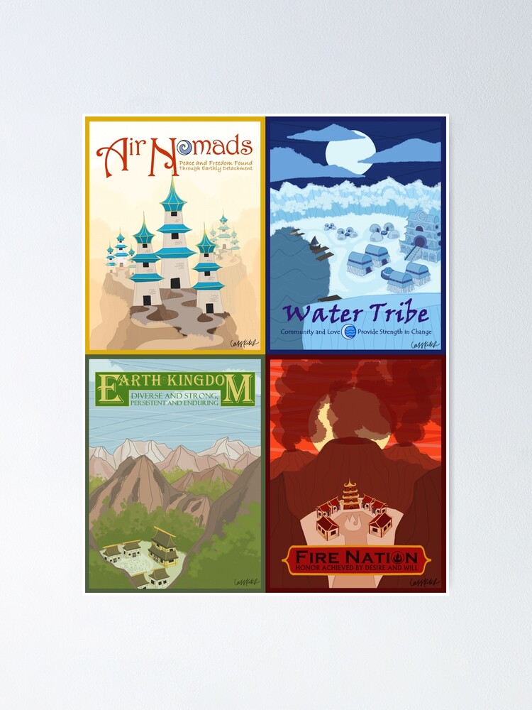 Four Avatar Nations Travel Poster Poster for Sale by cass-ketch