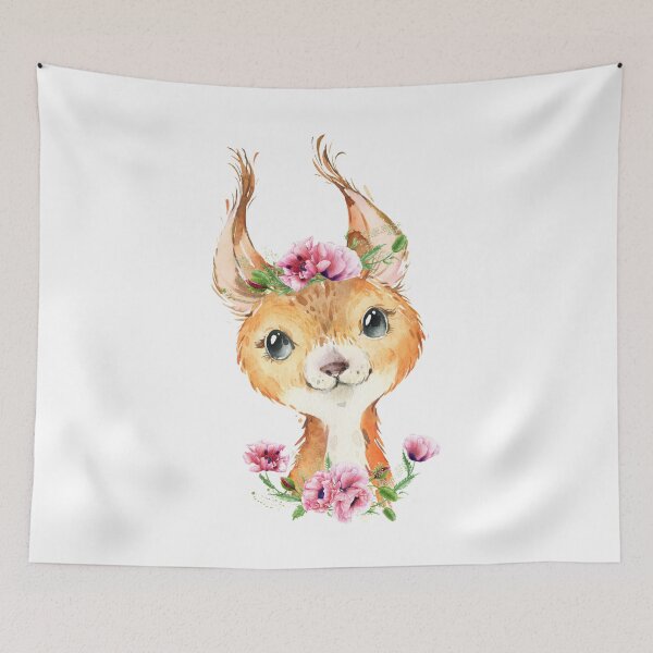 Item preview, Woodland Squirrel with Pink Floral Poppies designed and sold by Paulele.