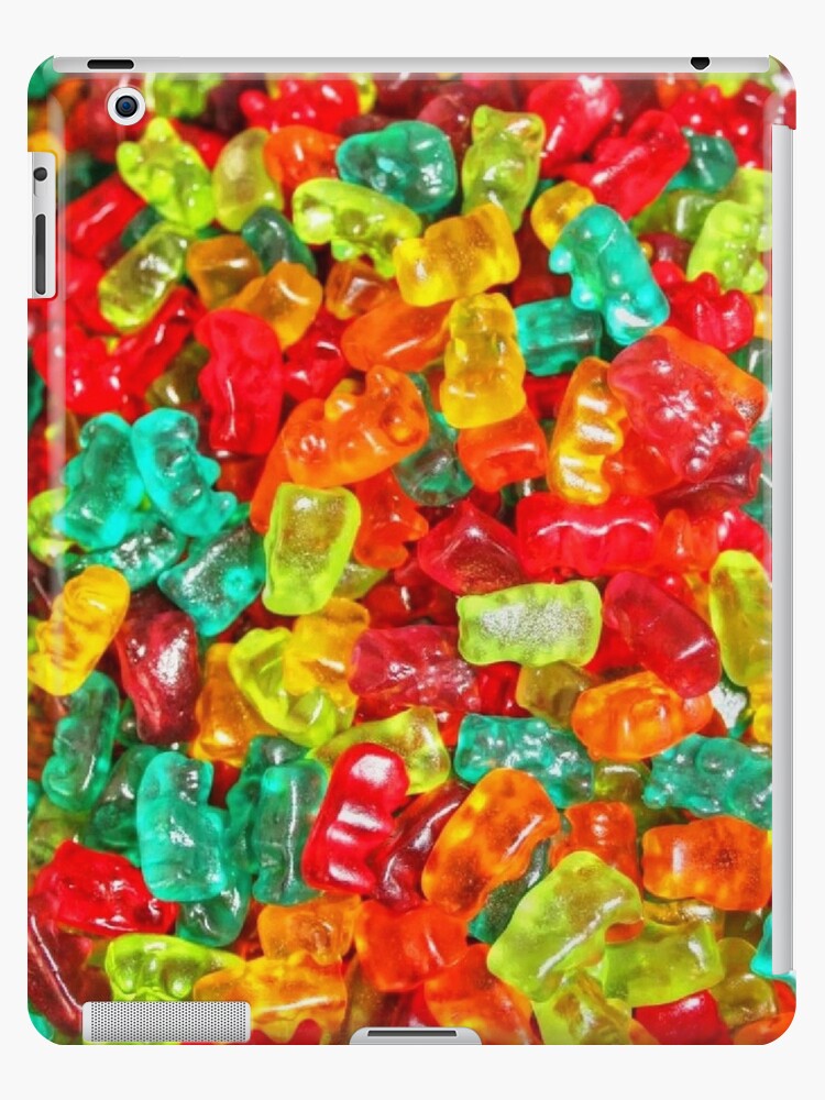 classic rainbow colored fruit gummy bears seamless candy gummies | iPad  Case & Skin