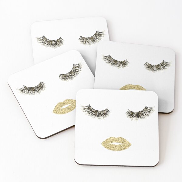 Item preview,  Lashes and lips with gold glitter designed and sold by sashica.