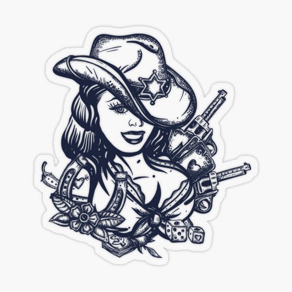 Cowboy girl tattoo Transparent Sticker