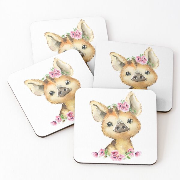 Item preview, Woodland Wild Pig with Pink Floral Poppies designed and sold by Paulele.