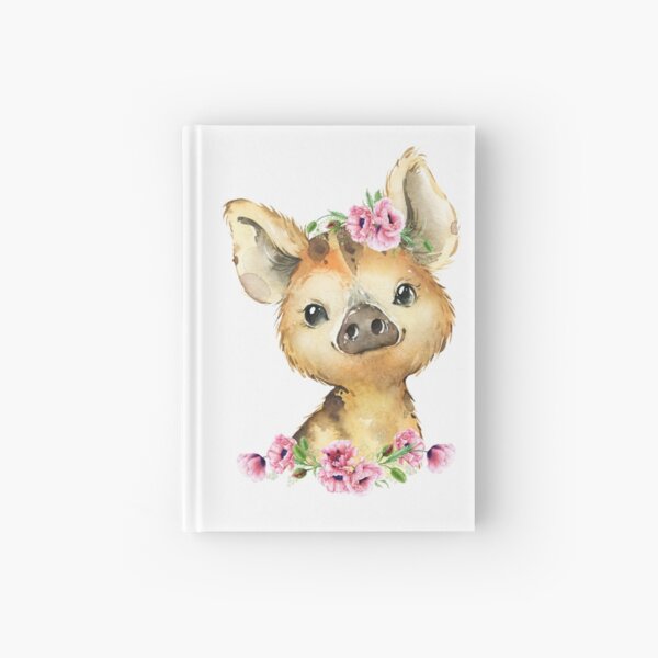 Item preview, Woodland Wild Pig with Pink Floral Poppies designed and sold by Paulele.