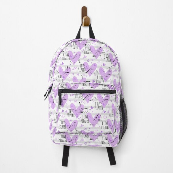 Item preview, Pilates poses and heart seamless pattern in purple color designed and sold by sashica.