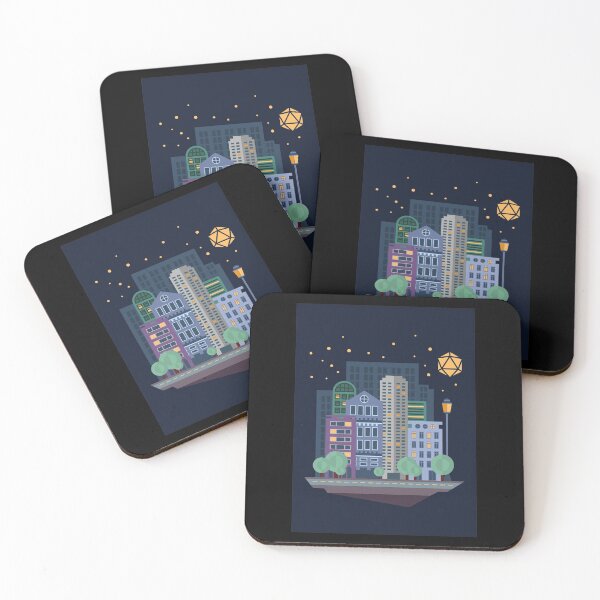 Item preview, Cityscape City Under Polyhedral Dice Moon designed and sold by pixeptional.