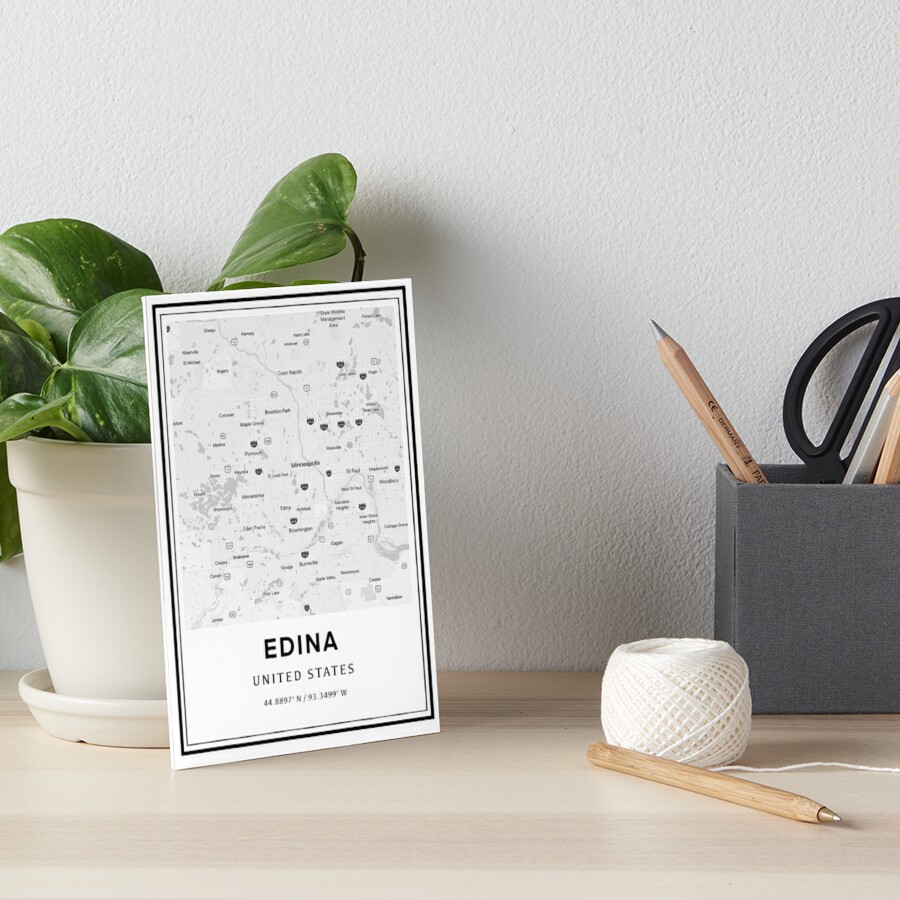 Edina Minnesota City Map and Coordinates Sticker for Sale by
