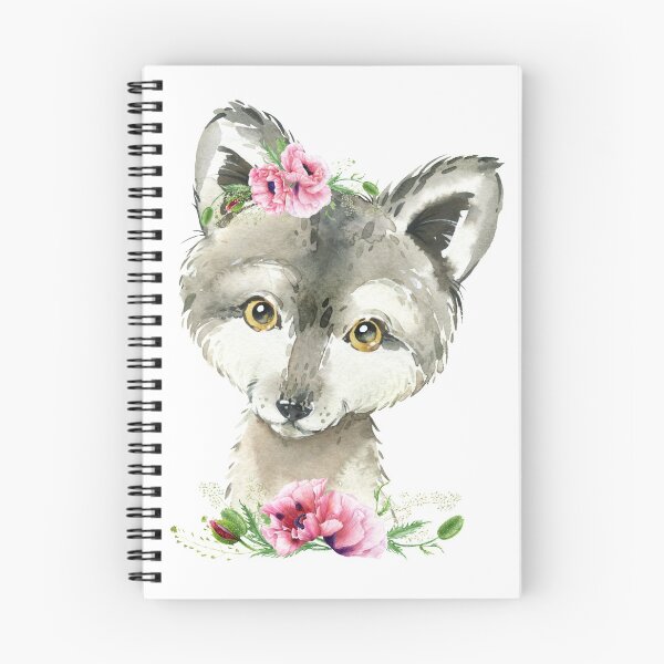 Item preview, Woodland Wolf with Pink Floral Poppies designed and sold by Paulele.