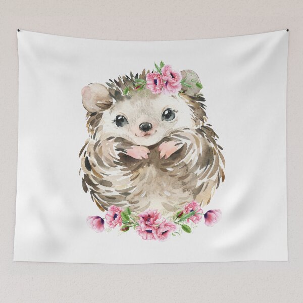 Item preview, Woodland Hedgehog with Pink Floral Poppies designed and sold by Paulele.
