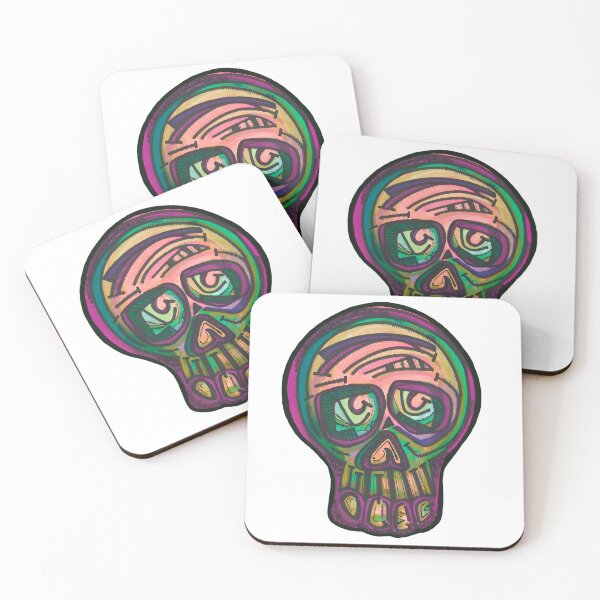Item preview, Thoughtful solo skull in pink and purple  designed and sold by theclecticfunk.