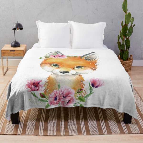 Item preview, Woodland Fox with Pink Floral Poppies designed and sold by Paulele.