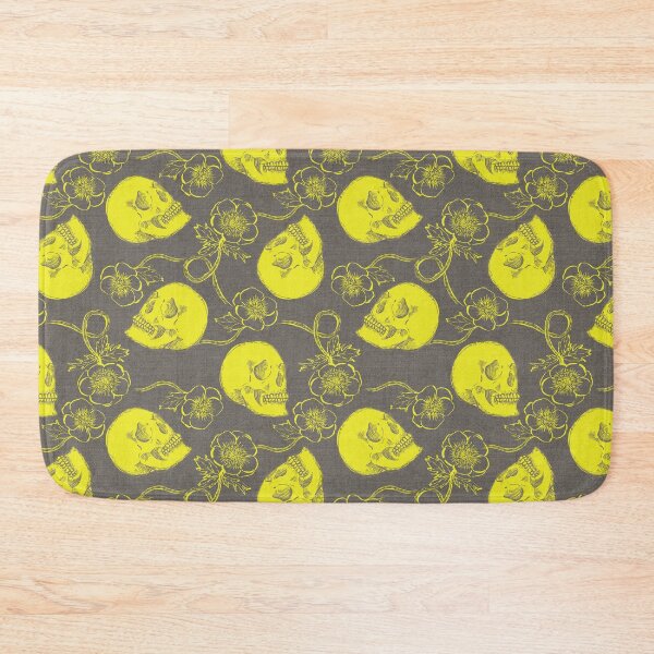 Item preview, Skulls and Anemones Neon Yellow Bright designed and sold by Cecilia Mok.