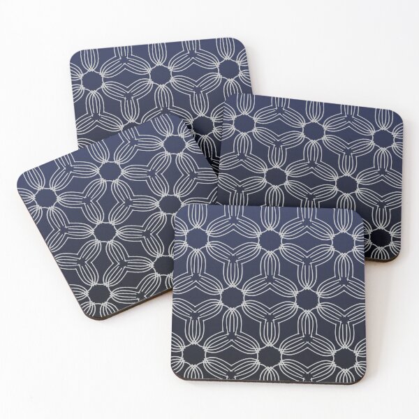 Item preview, Art Deco style white flower design on cool gradient navy designed and sold by PetaJaneHome.