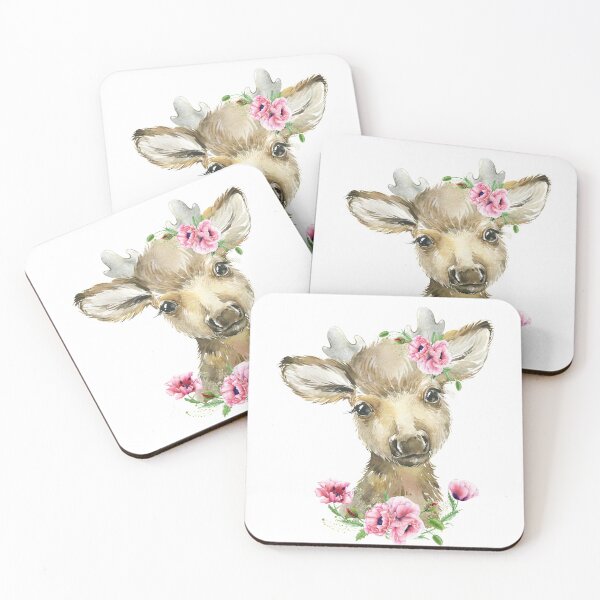 Item preview, Woodland Elk with Pink Floral Poppies designed and sold by Paulele.