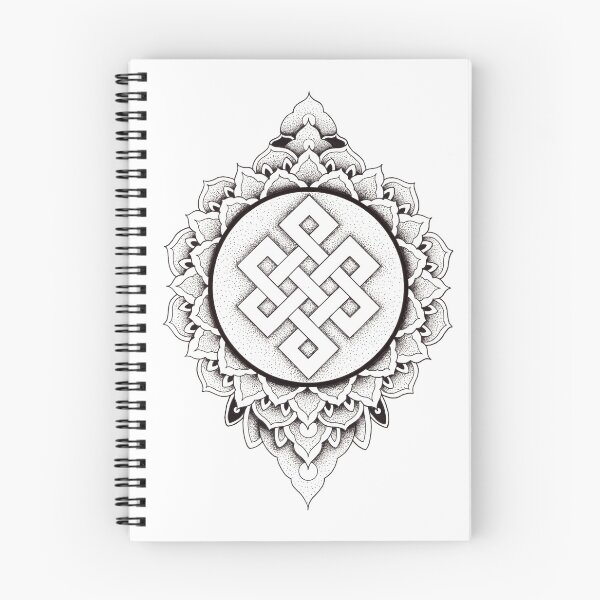 Item preview, Endless knot mandala in pen and ink dotwork designed and sold by René Voortwist Pen and Ink art.