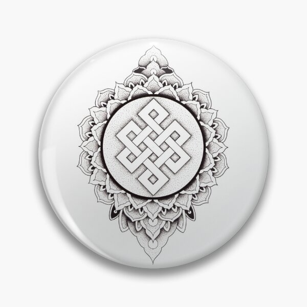 Item preview, Endless knot mandala in pen and ink dotwork designed and sold by René Voortwist Pen and Ink art.