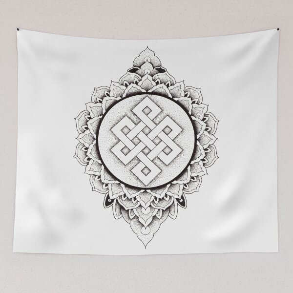 Item preview, Endless knot mandala in pen and ink dotwork designed and sold by René Voortwist Pen and Ink art.
