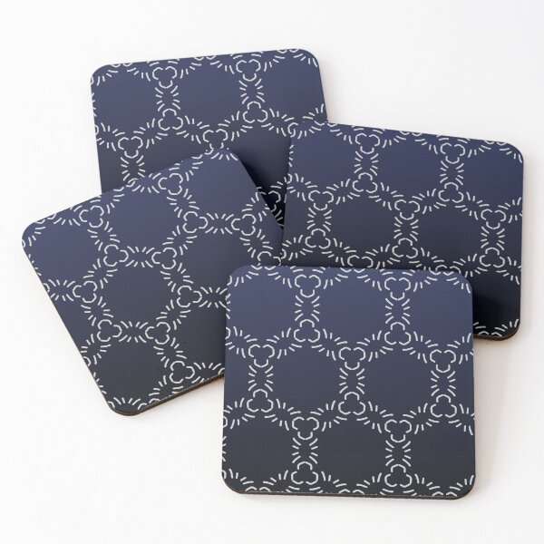 Item preview, White daisy chain style pattern on cool, gradient navy blue designed and sold by PetaJaneHome.