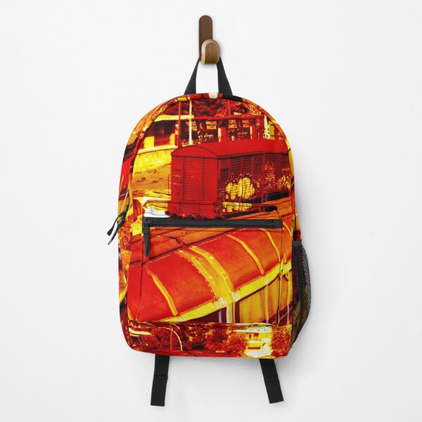 Trains at Larissa Station Athens Greece Backpack