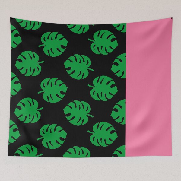 Item preview, Monstera on Black Pattern with Pink designed and sold by XOOXOO.