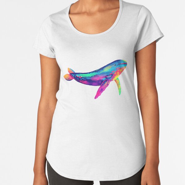 Rainbow Whale Premium Scoop T-Shirt