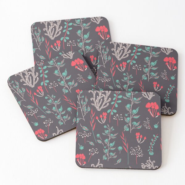 Item preview, Turquoise cream red deep brown mountain flora seamless pattern designed and sold by olyarodriguez.